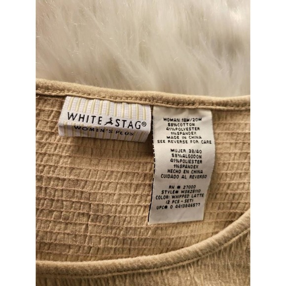 White Stag Women Tank Top Whipped Latte Sleeveless Stretch Textured Plus 18W/20W - Picture 5 of 5